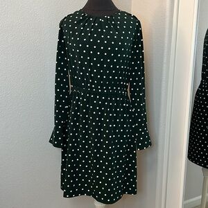 H&M Polka Dot Long Sleeve Dress with elastic waist Size 12